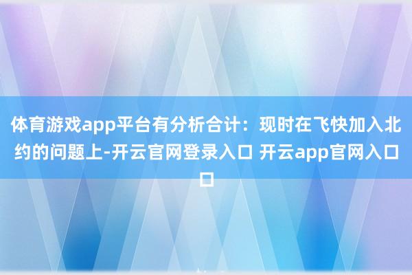 体育游戏app平台有分析合计：现时在飞快加入北约的问题上-开云官网登录入口 开云app官网入口